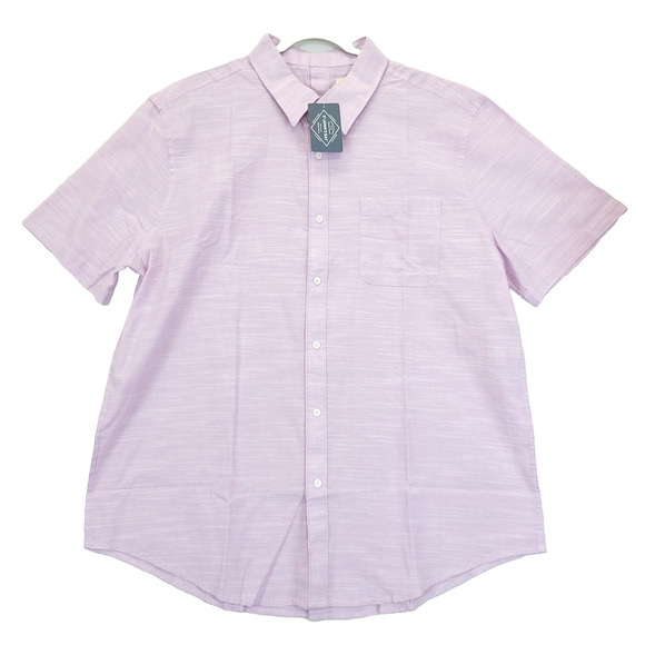 St John Bay Linen Blend Button Up Shirt Self Fastener Back Men XL Lt Purple - Picture 1 of 11